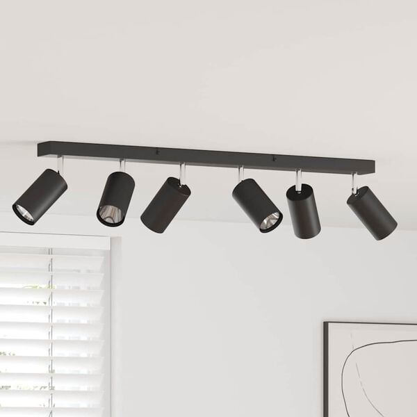 vidaXL Deckenstrahler mit Strahlern Schwarz 73 x 6 x 16 cm Metall