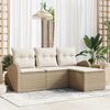 vidaXL Sofa Set mit Kissen 4 pcs Beige und Weiß Poly-Rattan