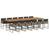 vidaXL 13-tlg. Garten-Essgruppe mit Kissen Grau Poly Rattan