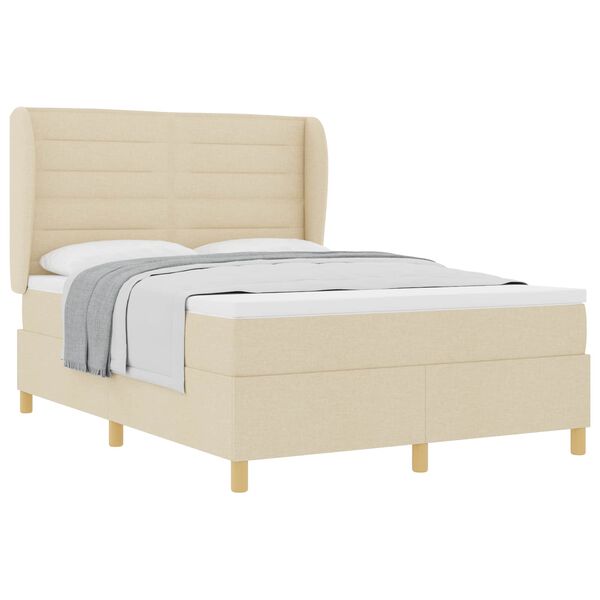 vidaXL Boxspringbett mit Matratze Creme 200 x 140 cm Stoff