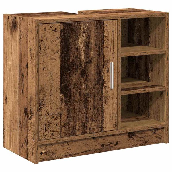 vidaXL Badezimmerschrank mit T&uuml;r Altholz 63 x 29 x 55 cm Holzwerkstoff