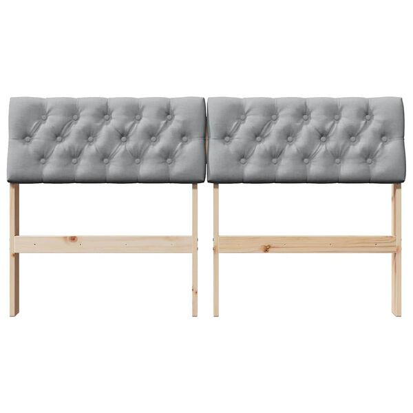 vidaXL Gepolstertes Kopfteil Hellgrau 135 cm Massives Kiefernholz