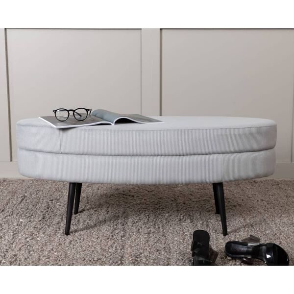 Venture Home Ottomane Otto 100x40x41 cm Kord Schwarz und Grau