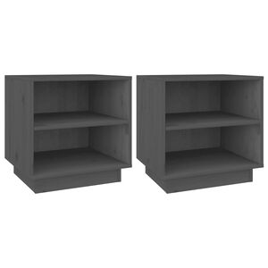 vidaXL Nachttische 2 Stk. Grau 40x34x40 cm Massivholz Kiefer