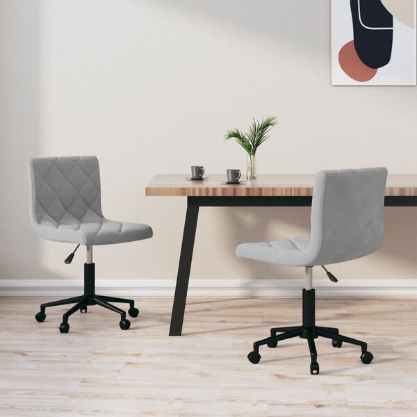 vidaXL Esszimmerst&uuml;hle 2 Stk. Drehbar Hellgrau Samt