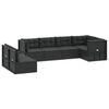 vidaXL 7-tlg. Garten-Lounge-Set mit Kissen Schwarz Poly Rattan