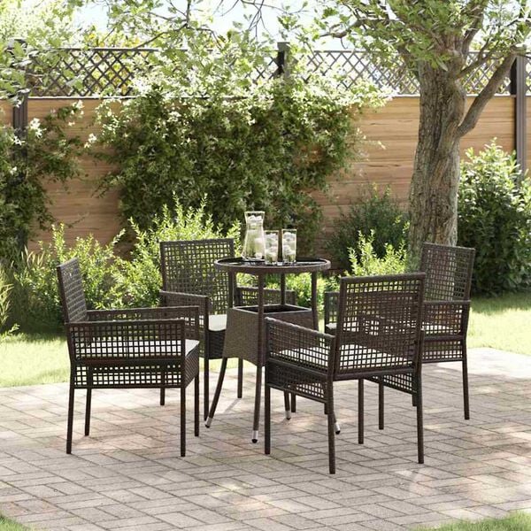 vidaXL Garten Essgruppe 5 pcs Braun Poly Rattan
