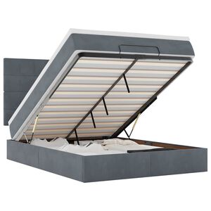 vidaXL Ottoman-Bett mit Matratzen & LEDs Dunkelgrau 140x200 cm Samt