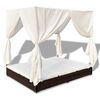 vidaXL Outdoor-Loungebett mit Vorhang Poly Rattan Braun