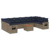vidaXL 11-teiliges Gartensofa-Set mit Kissen, grau, Polyrattan