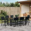 vidaXL Garten Essgruppe 9 pcs Schwarz Pulverbeschichteter Stahl