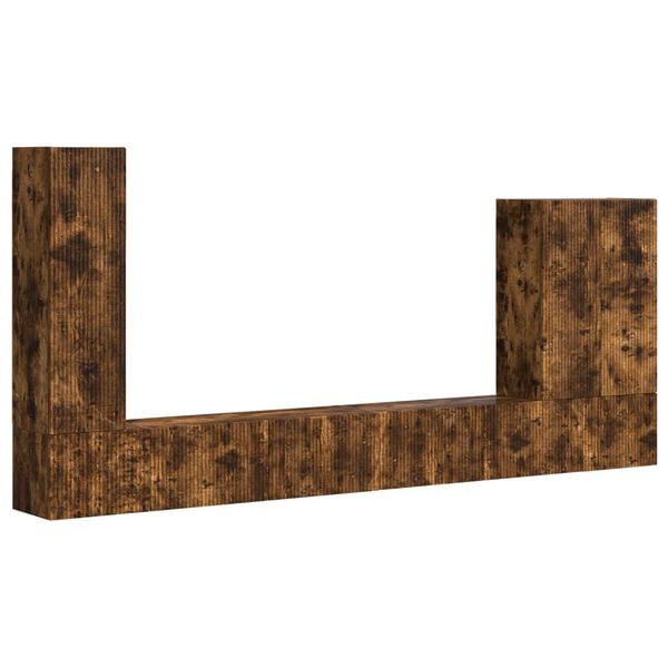 vidaXL TV-Wandregal-Set Wandmontiert 6 pcs Ger&auml;ucherte Eiche