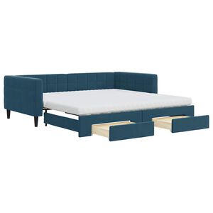 vidaXL Tagesbett Ausziehbar mit Schubladen Blau 100x200 cm Samt