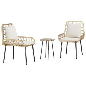vidaXL Garten Essgruppe 3 stk. Braun und Creme Poly-Rattan
