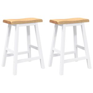 vidaXL Barhocker 2 Stk. Wei&szlig; Massivholz Gummibaum