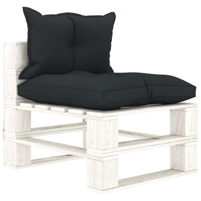 vidaXL Garten-Palettensofa 3-Sitzer mit Kissen in Anthrazit Holz