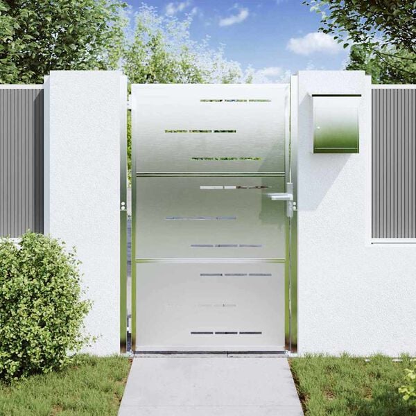 vidaXL Gartentor mit Schloss Silber 100 x 125 cm Edelstahl