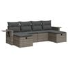 vidaXL 6-tlg. Garten-Sofagarnitur mit Kissen Grau Poly Rattan