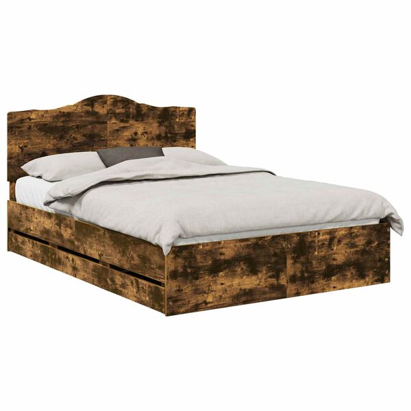 vidaXL Bettrahmen Ger&auml;ucherte Eiche 160 x 200 cm Ingenieurs Holz