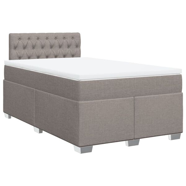 vidaXL Boxspringbett mit Matratze Taupe 120x190 cm Stoff