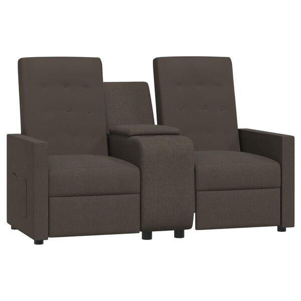 vidaXL Relaxsofa 2-Sitzer mit Getr&auml;nkehalter Braun Stoff