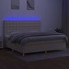 vidaXL Boxspringbett mit Matratze & LED Creme 200x200 cm Stoff