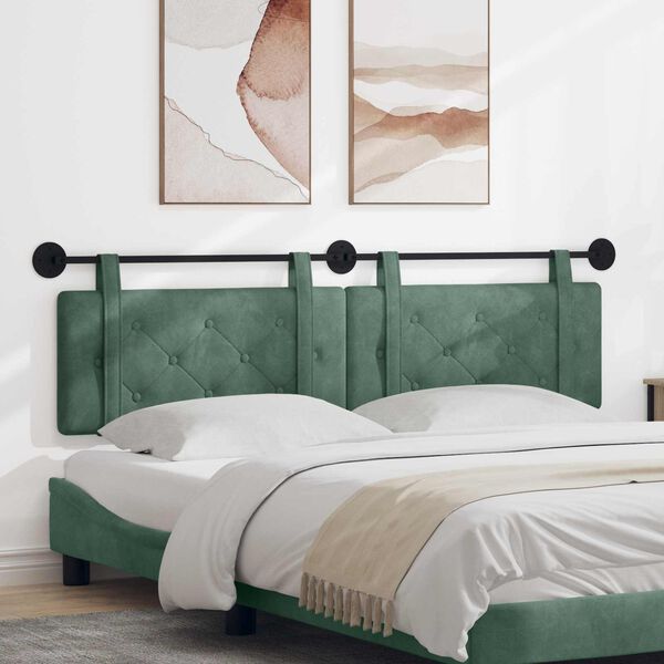 vidaXL H&auml;ngevorderseite Wandmontiert Meergr&uuml;n 190 x 55 x 5 cm Samt