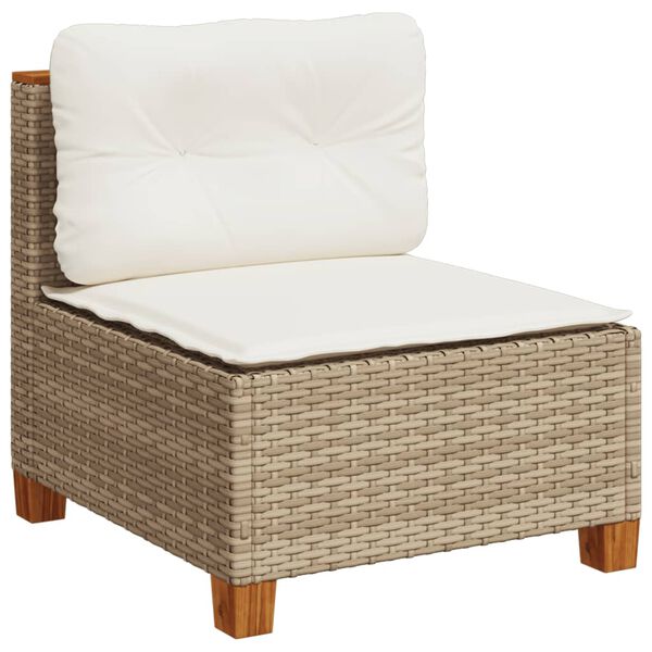 vidaXL 10-tlg. Garten-Sofagarnitur mit Kissen Beige Poly Rattan