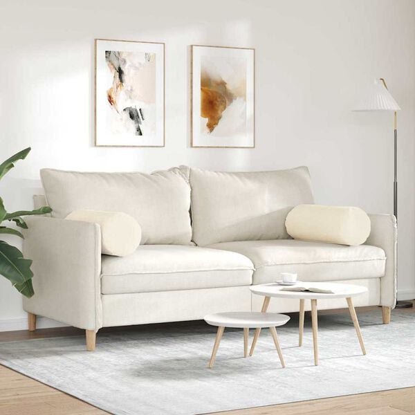 vidaXL Bolsterkissen 2 St&uuml;ck Creme &Oslash; 25 x 70 cm Cordstoff