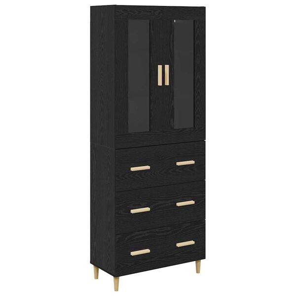 vidaXL Highboard Schwarz Eichen-Optik 69,5 x 34 x 180 cm