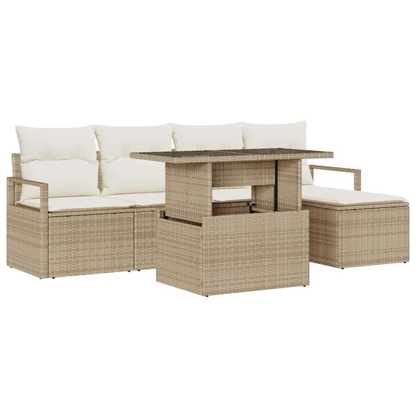 vidaXL Garten-Sofa-Set mit Kissen 6 pcs Beige und Creme