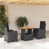 vidaXL 2-tlg. Garten-Essgruppe mit Kissen Schwarz Poly Rattan