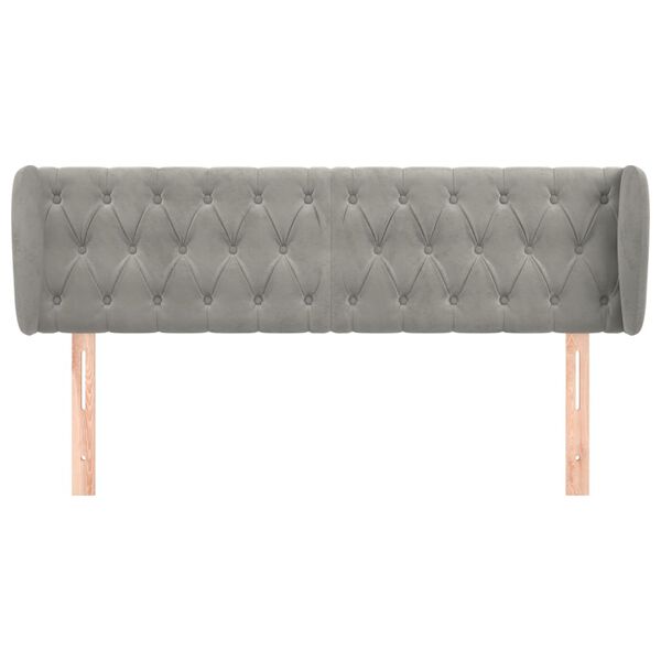 vidaXL Kopfteil mit Ohren Hellgrau 163x23x78/88 cm Samt