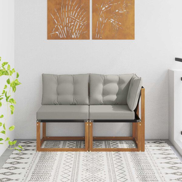 vidaXL Outdoor Mittel- und Ecksofa mit Kissen 2 St&uuml;ck Natur