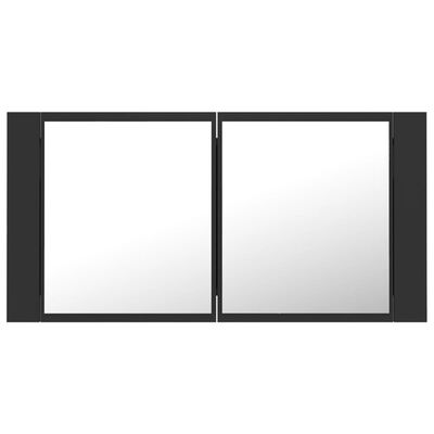 vidaXL LED-Bad-Spiegelschrank Grau 90x12x45 cm Acryl