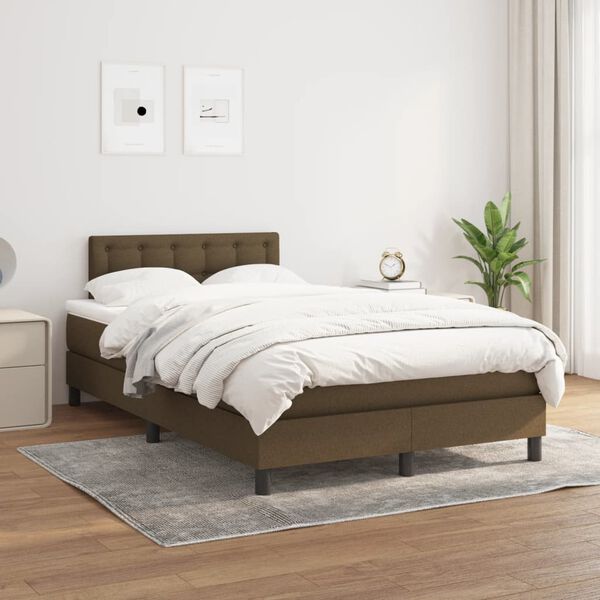 vidaXL Boxspringbett mit Matratze Dunkelbraun 120x190 cm Stoff