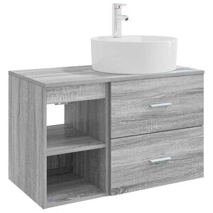 vidaXL Badezimmerm&ouml;bel-Set 2 pcs Grau Sonoma Holzwerkstoff