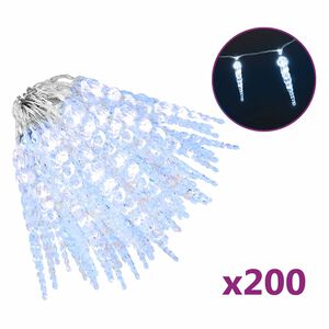 vidaXL Weihnachts-Eiszapfen-Licht 200 LEDs Kaltwei&szlig; 20 m Acryl PVC
