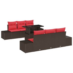 vidaXL Sofa Set 7 stk. 6-Sitzanzahl Braun und Rot Poly-Rattan
