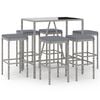 vidaXL 7-tlg. Gartenbar-Set mit Kissen Grau Poly Rattan