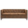 vidaXL Chesterfield-Sofa 3-Sitzer Stoffpolsterung Braun Wildlederoptik