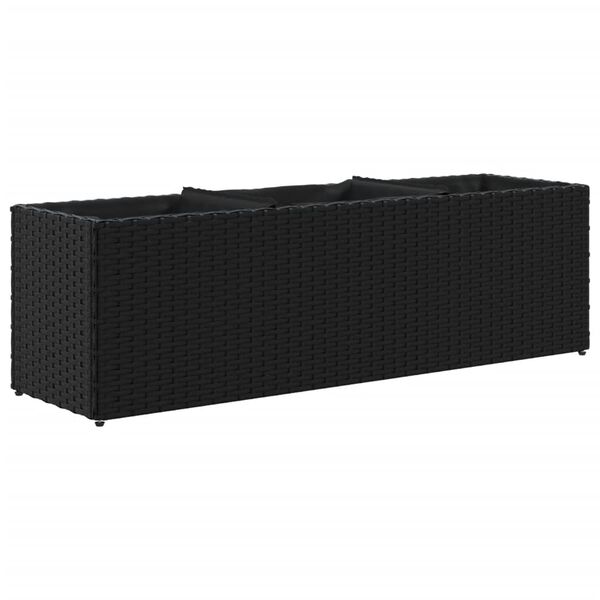 vidaXL Hochbeet mit 3 F&auml;chern Schwarz 105x30x32 cm Poly Rattan