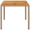 vidaXL Gartentisch Beige 150x90x75 cm Poly Rattan Akazienholz
