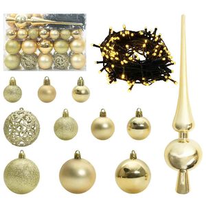 vidaXL Weihnachtskugel-Set 61 stk. 150 LEDs Warmes Wei&szlig; &Oslash; 6 cm
