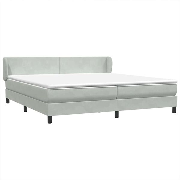 vidaXL Boxspringbett mit Matratzen Hellgrau 180x210 cm Samt