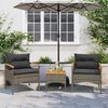 vidaXL 3-tlg. Garten-Sofagarnitur mit Kissen Grau Poly Rattan