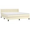 vidaXL Boxspringbett mit Matratze Creme 180x200 cm Kunstleder