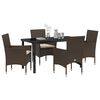 vidaXL Garten Essgruppe mit Kissen 5 pcs Braun Poly-Rattan