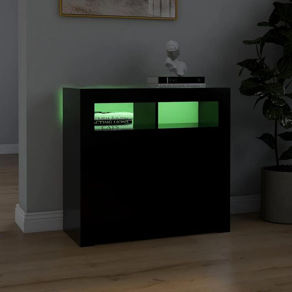 vidaXL Sideboard mit LED-Leuchten Schwarz 80x35x75 cm