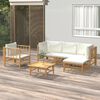 vidaXL 6-tlg. Garten-Lounge-Set mit Cremeweißen Kissen Bambus